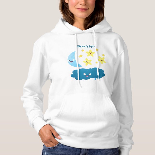 Cute singjärnorna, måne och molnet tecknad t shirt (Framsida)