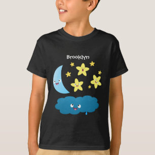 Cute singjärnorna, måne och molnet tecknad t shirt
