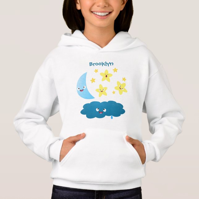 Cute singjärnorna, måne och molnet tecknad t shirt (Framsida)