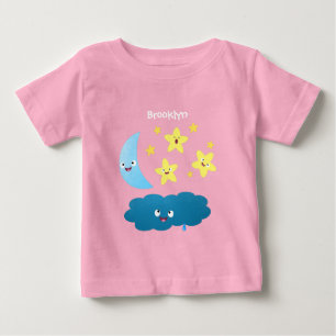 Cute singjärnorna, måne och molnet tecknad t shirt