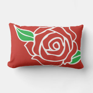 Cute Single Röd ros Blommigt Lumbarkudde