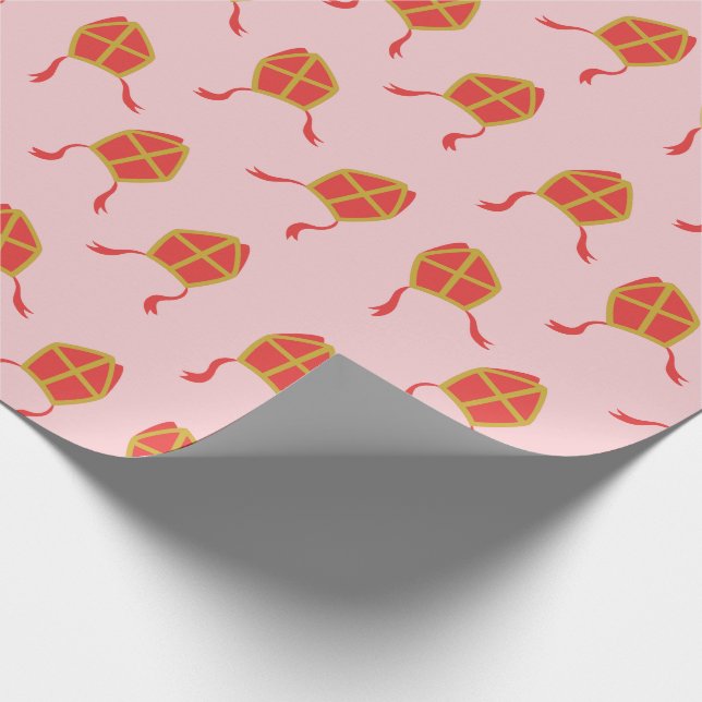 Cute Sinterklaas mijters på ljus rosa Presentpapper (Hörn)