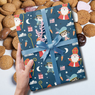 Cute Sinterklaas och Piet Mönster på flottan Presentpapper