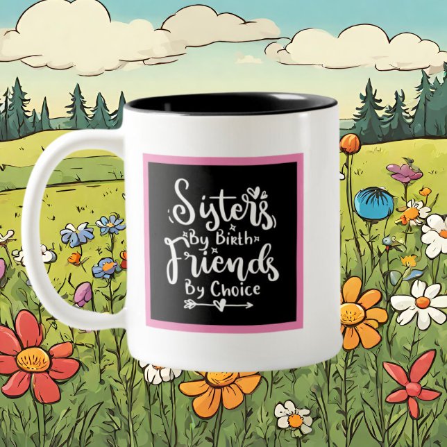 Cute Sisters best Friends add namn Två-Tonad Mugg (Skapare uppladdad)