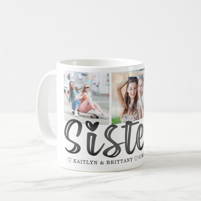 Cute SISTERS for Vänner 3-foton Kaffemugg (Framsida vänster)