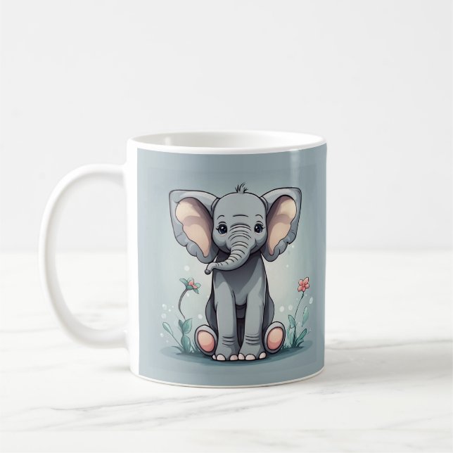 Cute sitta elephant kaffemugg (Vänster)