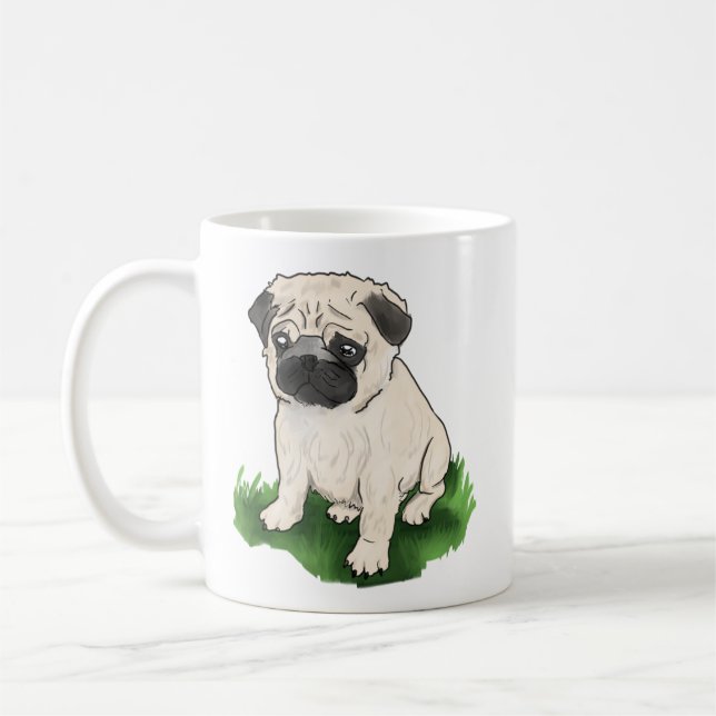 Cute Sitta Pug Mugg (Vänster)