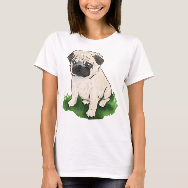 Cute Sitta Pug T-Shirt (Framsida)