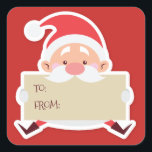 Cute Sitta Santa christmas Gift Sticker Fyrkantigt Klistermärke<br><div class="desc">Cute christmas Sticker med ett tecken från sitta tomten med "till" - "från" för dina julklappar.</div>