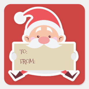 Cute Sitta Santa christmas Gift Sticker Fyrkantigt Klistermärke