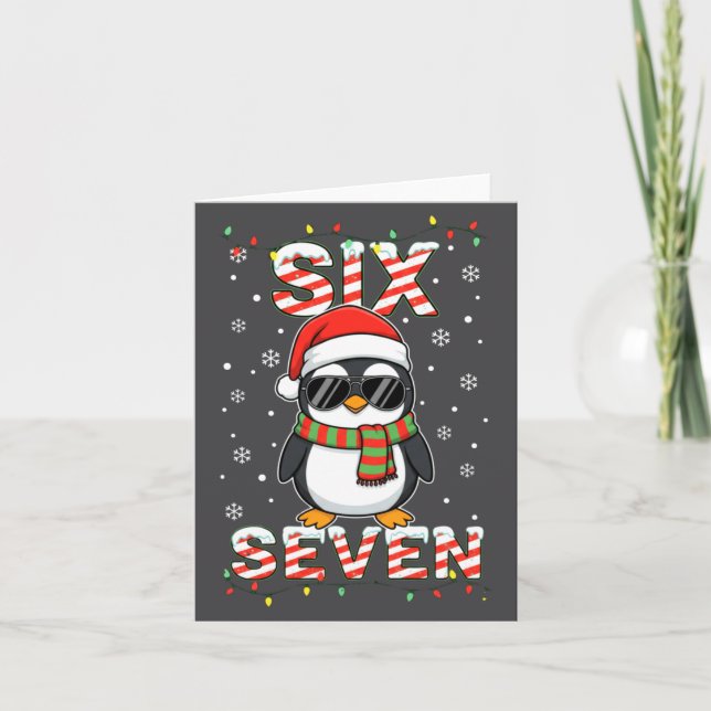 Cute Six Seven 67 Penguin Kids Christmas Holiday L Kort (Framsida)