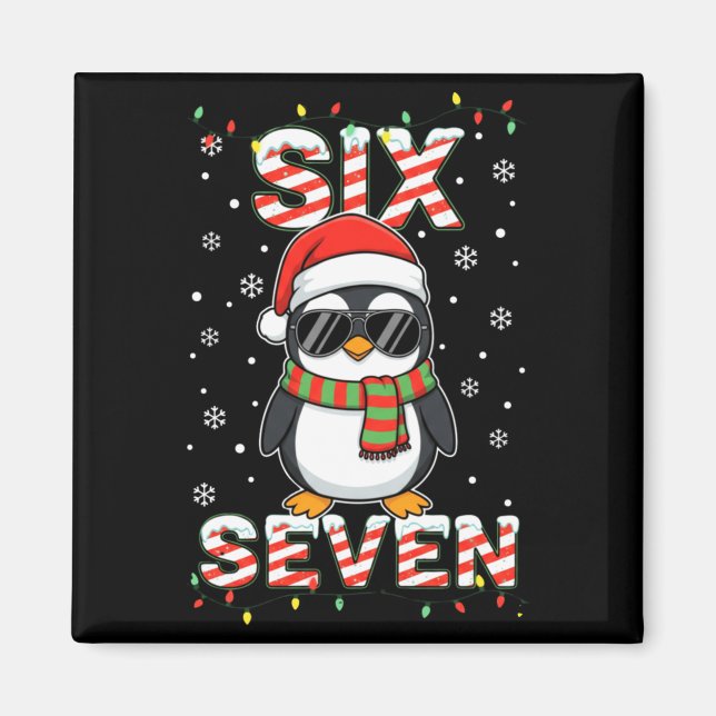 Cute Six Seven 67 Penguin Kids Christmas Holiday L Magnet (Framsidan)
