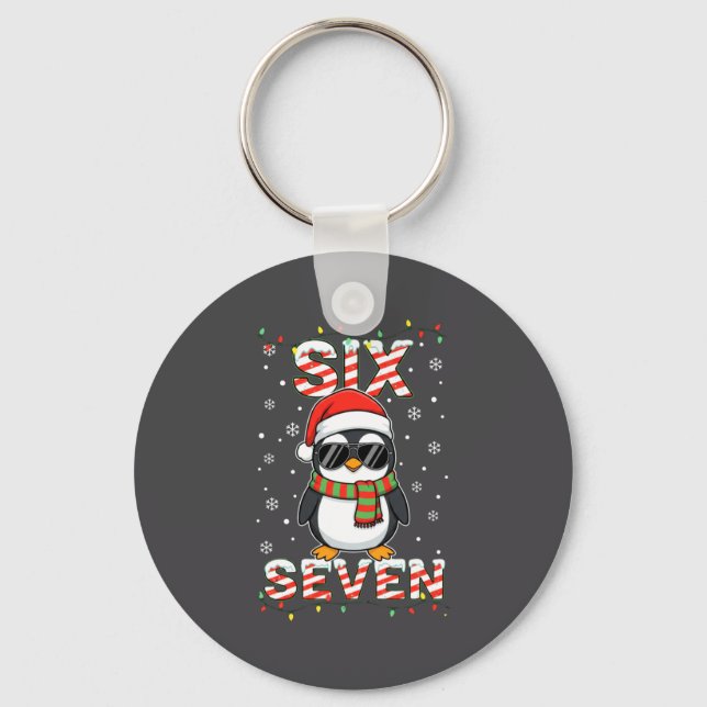 Cute Six Seven 67 Penguin Kids Christmas Holiday L Nyckelring (Framsida)