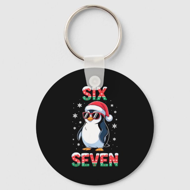 Cute Six Seven 67 Penguin Kids Christmas Holiday  Nyckelring (Framsida)