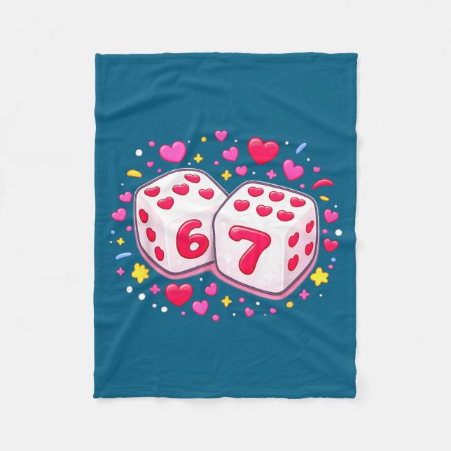 Cute Six Seven 6 7 Dice Valentines Day Shirt Funny Fleecefilt (Framsidan)