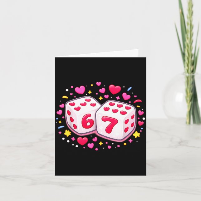 Cute Six Seven 6 7 Dice Valentines Day Shirt Funny Kort (Framsida)