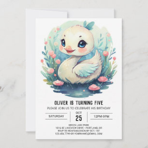 Cute Sjö Svan Birthday Inbjudningar