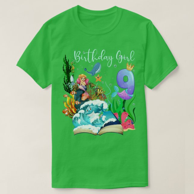 Cute Sjöjungfru 9:e födelsedag T Shirt (Design framsida)