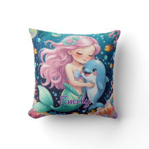Cute Sjöjungfru and Dolphin Pillow - Personlig