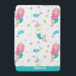 Cute Sjöjungfru Beach Girl Personlig Kids iPad Mini Skydd<br><div class="desc">Sjöjungfru och havs,  narwhal-barn iPad-väskan med en söt strandflicka mönster. En söt rosa hade en sjöjungfru och en vacker sjöjungfru som simmar med narwhals. Girly ipad cover för ditt skolbarn.</div>