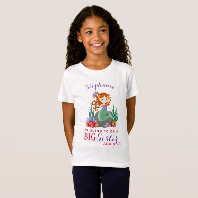 Cute Sjöjungfru Big Sister igen T-shirt (Hel framsida)