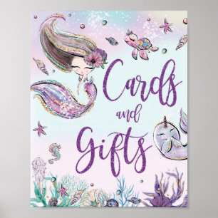 Cute Sjöjungfru Birthday Baby Shower Cards & Gifts Poster