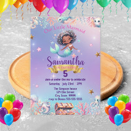 Cute Sjöjungfru Birthday Call for Girl Inbjudningar