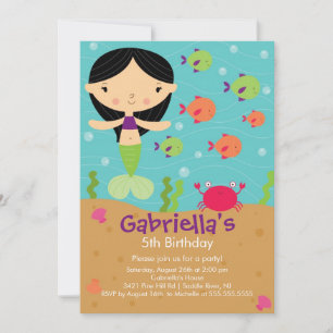 Cute Sjöjungfru Birthday-inbjudan Inbjudningar