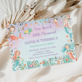 Cute Sjöjungfru Birthday under Sea Bassäng Party Inbjudningar