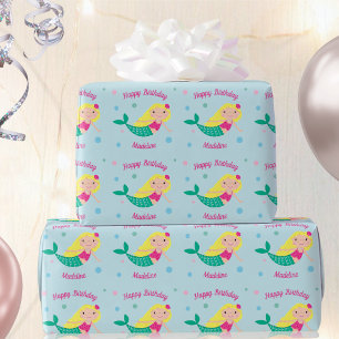 Cute Sjöjungfru Blue Personlig Birday Presentpapper