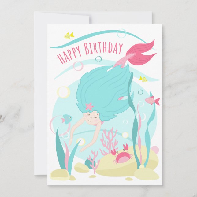 Cute Sjöjungfru dykning under havet (Framsida)