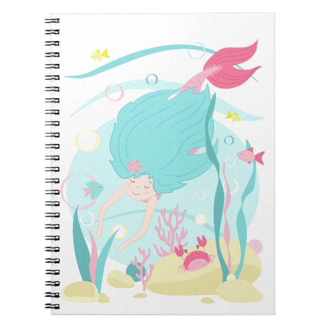 Cute Sjöjungfru dykning under havet Anteckningsbok (Framsidan)