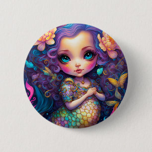 Cute Sjöjungfru Fantasy Art Knapp