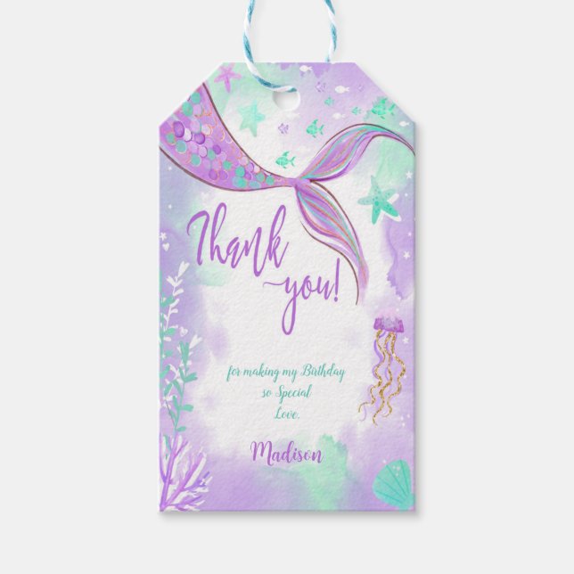 Cute Sjöjungfru Gift-Märkre Presentetikett (Framsidan)