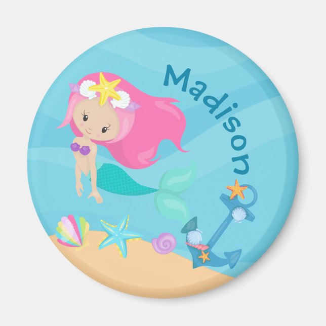 Cute Sjöjungfru Girl Personlig Beach Magnet (Framsidan)