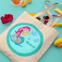 Cute Sjöjungfru Girl Personlig Teal Kids
