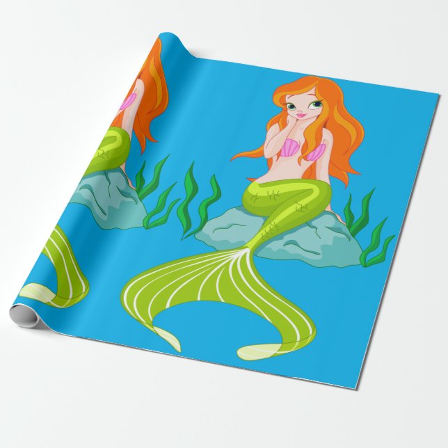 Cute Sjöjungfru Girl Presentpapper (Utrullad)