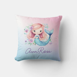 Cute Sjöjungfru Girls Personlig Nursery Cushion Kudde