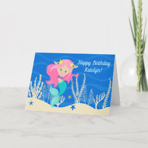 Cute Sjöjungfru Grattis på födelsedagen Anpassning Kort