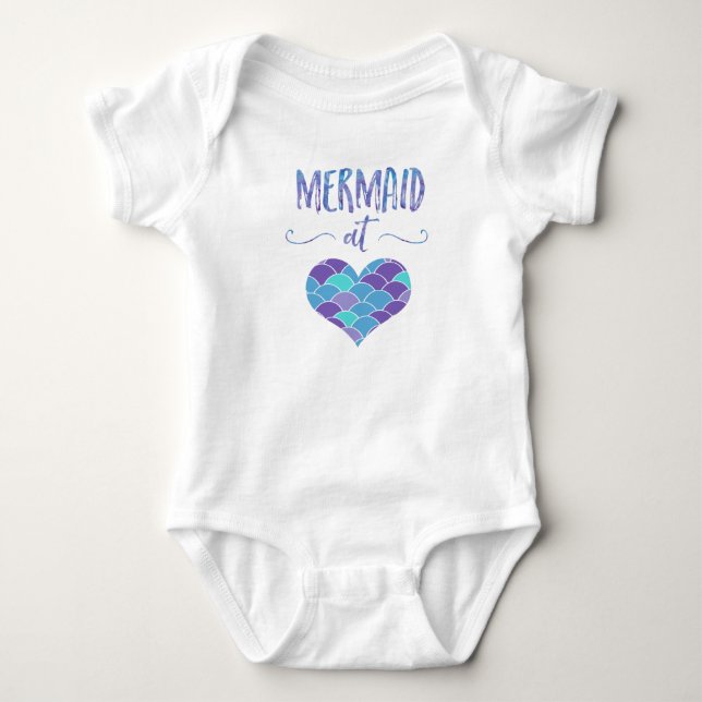 Cute Sjöjungfru i Heart Baby Bodykosten Tröja (Framsida)