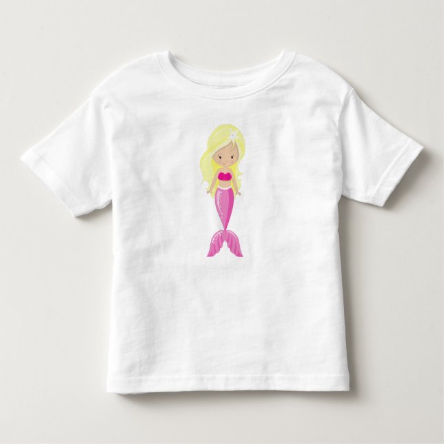 Cute Sjöjungfru, Little Sjöjungfru, Blonde Hair, S T Shirt (Framsida)