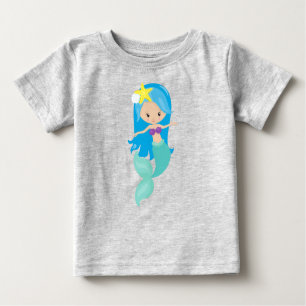 Cute Sjöjungfru, Little Sjöjungfru, Blue Hair, Sta T Shirt