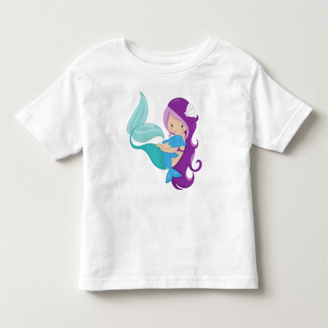 Cute Sjöjungfru, Little Sjöjungfru, Lila Hair, Dol T Shirt (Framsida)