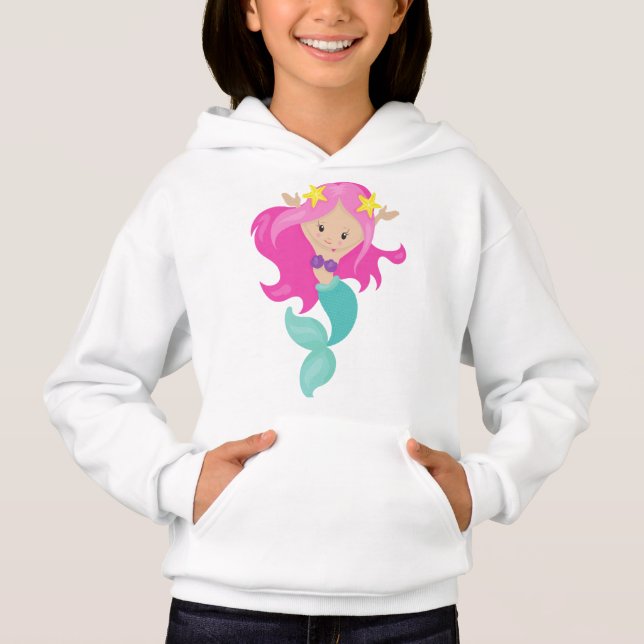 Cute Sjöjungfru, Little Sjöjungfru, Starfish, Rosa T Shirt (Framsida)