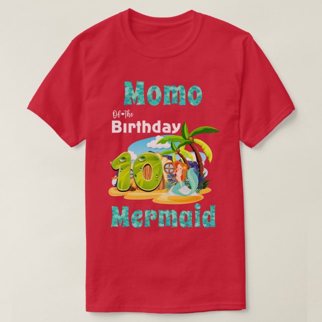 Cute Sjöjungfru Momo på 10:e födelsedagen T Shirt (Design framsida)