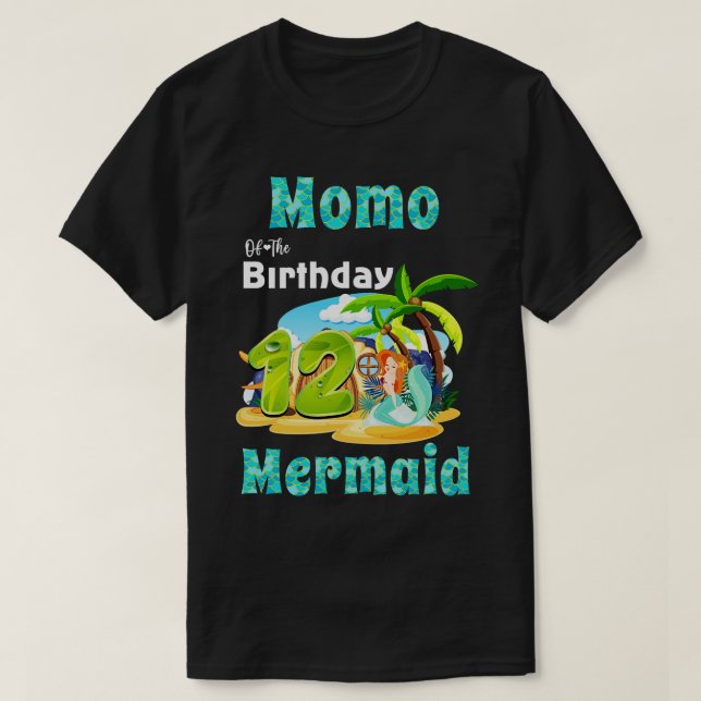 Cute Sjöjungfru Momo på 12:e-födelsedagen T Shirt (Design framsida)