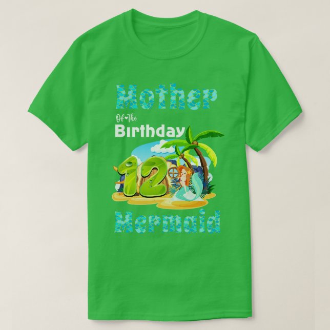 Cute Sjöjungfru Mor vid 12:e födelsedag T Shirt (Design framsida)
