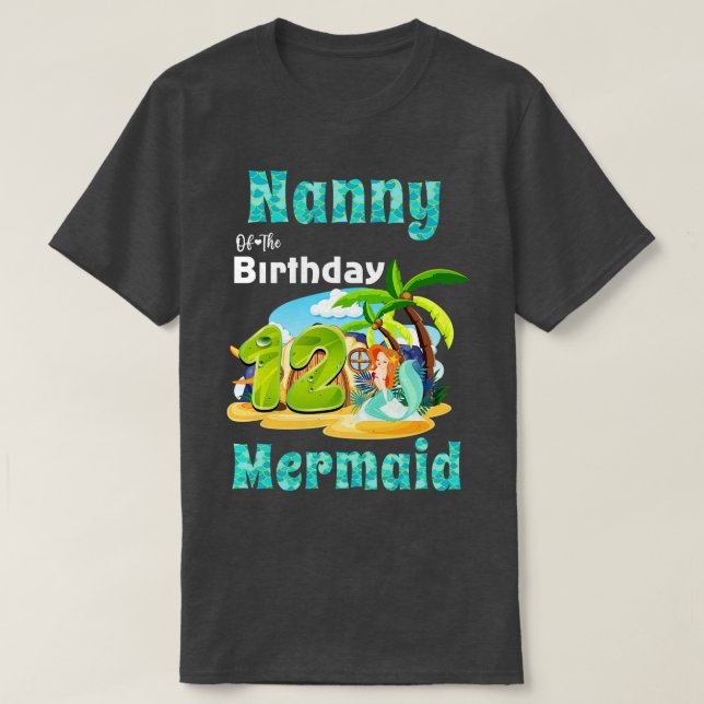 Cute Sjöjungfru Nanny på födelsedagen i 12:e T Shirt (Design framsida)