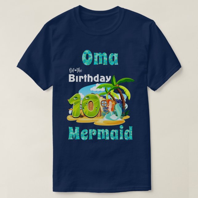 Cute Sjöjungfru Oma från 10:e födelsedagen T Shirt (Design framsida)