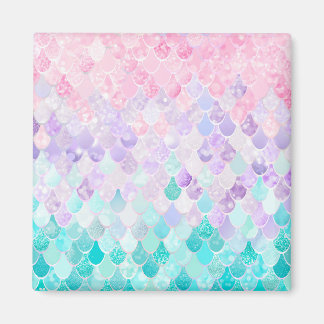 Cute Sjöjungfru Pastel Iridescent, Rosa, Lila, kal Magnet